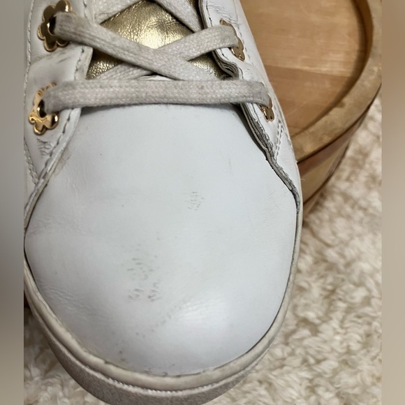 Michael Kors White and Gold Sneakers Leather Size 8.5 - Picture 6 of 11
